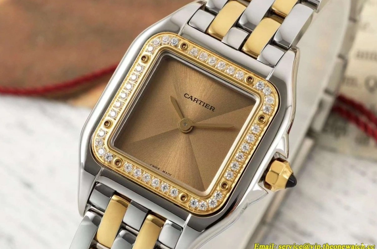 Dial YG 22mm De Ladies Dia SS Quartz Secrete Panthere AF Gold Brown 1218